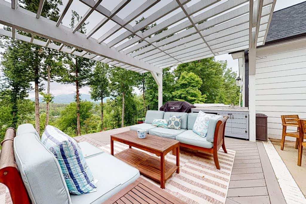 Mountain & lake-view luxury home with hot tub, deck, & pergola - dog-friendly