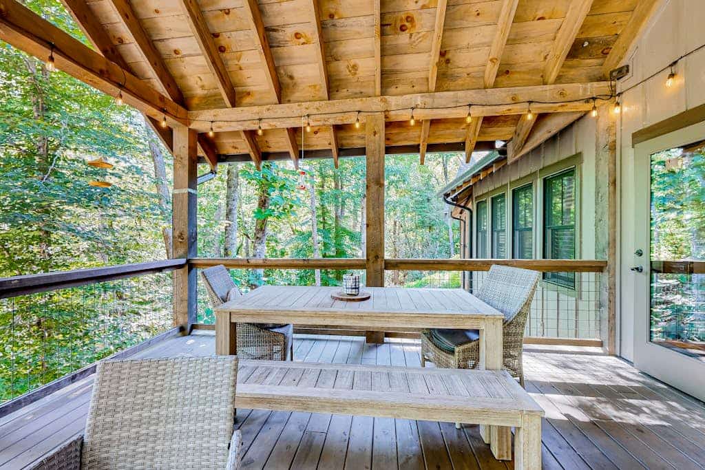 Custom Creekside Escape | Entertainers Deck & Wooded Views, Kids Play Zone