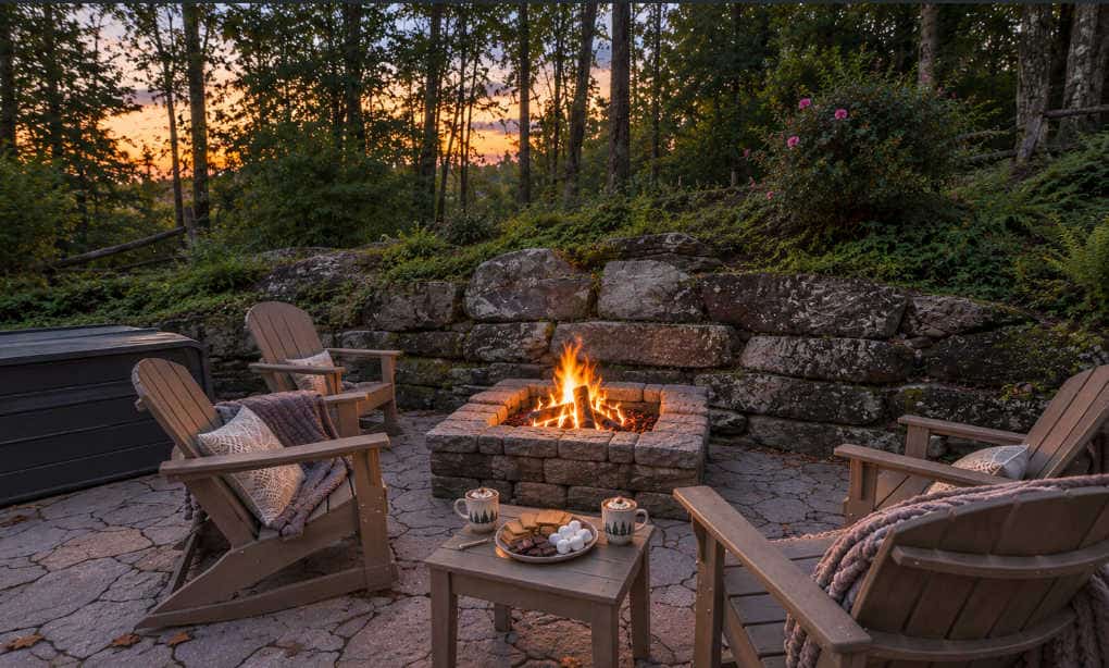 Woodsy cabin with hot tub, gas fireplace, firepit, balcony & gas grill