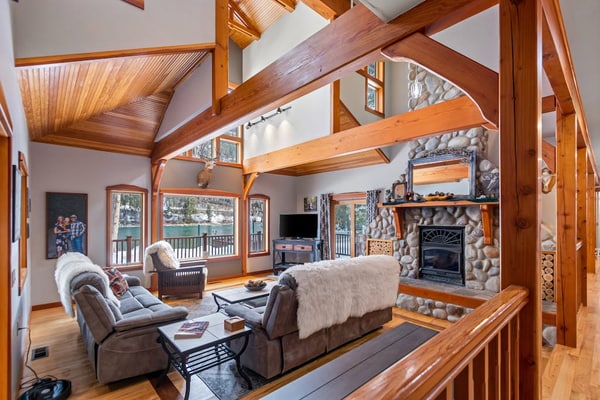Expansive Riverfront Lodge with Dock, Game Room, Bar & Spacious Deck!