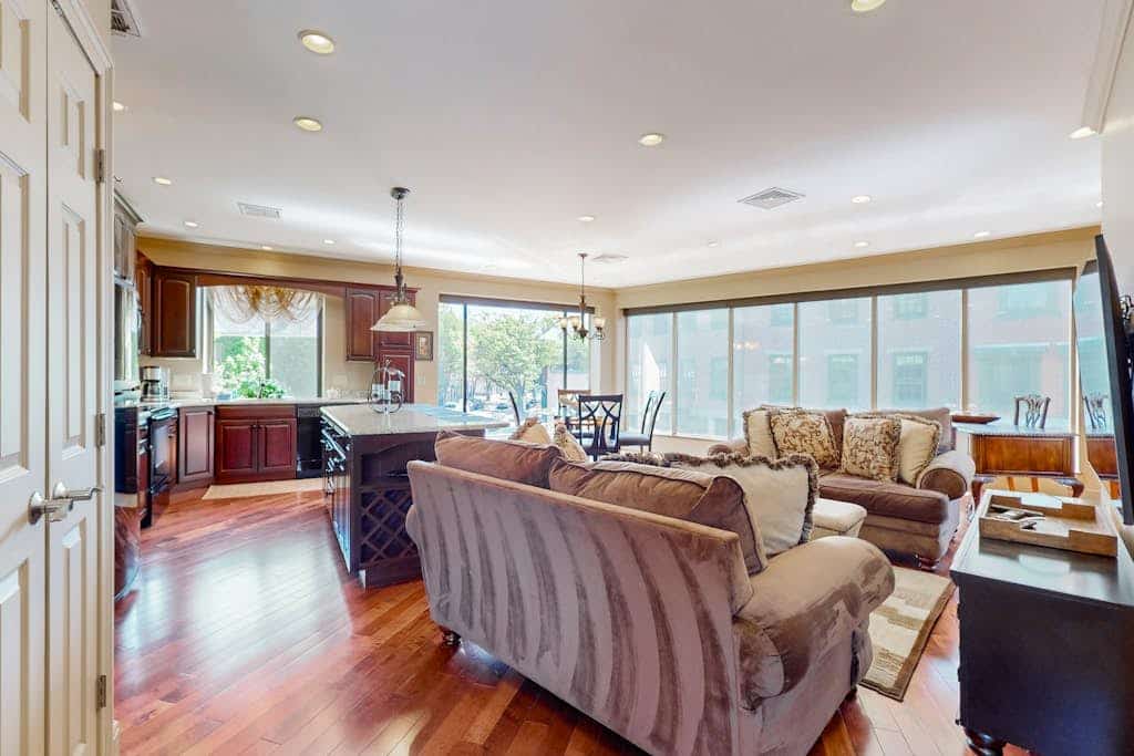 Centrally located open concept apartment with parking,  central AC, & W/D