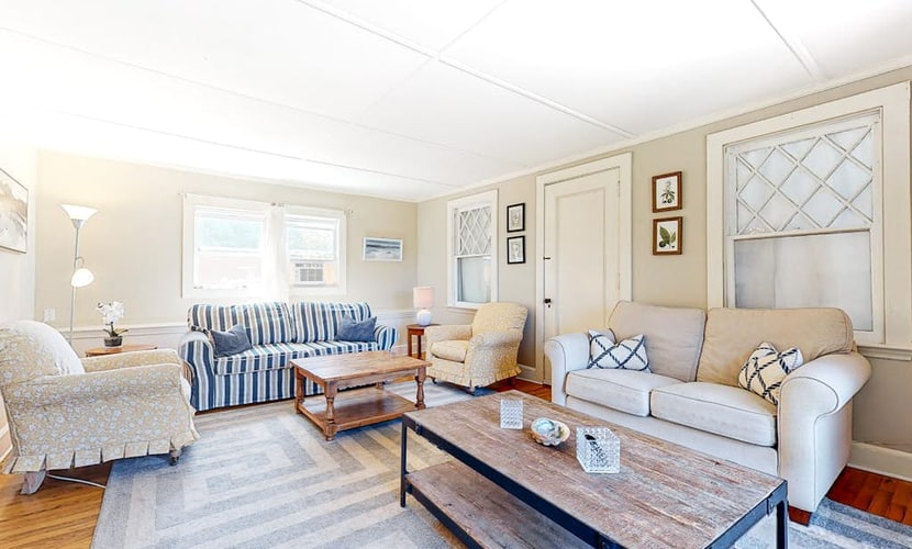 Beach-view home with beach access, deck, grill, 2 kayaks, & AC