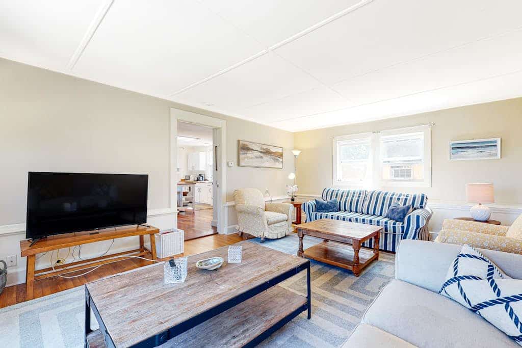 Beach-view home with beach access, deck, grill,  2 kayaks, & AC