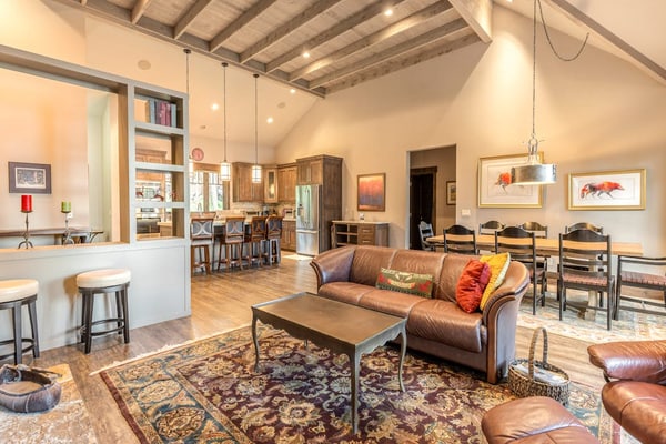 Wilderness retreat with a large deck, grill, updated interior, fireplace, and AC