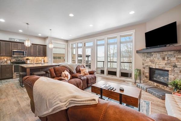 Luxe lakefront condo with stunning view & boat slip - walk to City Beach