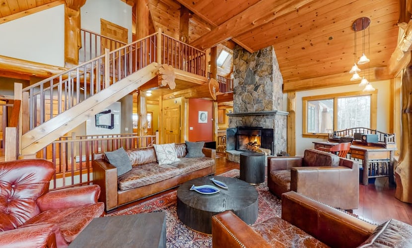 Expansive Getaway with Mountain Views, Hot Tub, Home Theater & Game Room