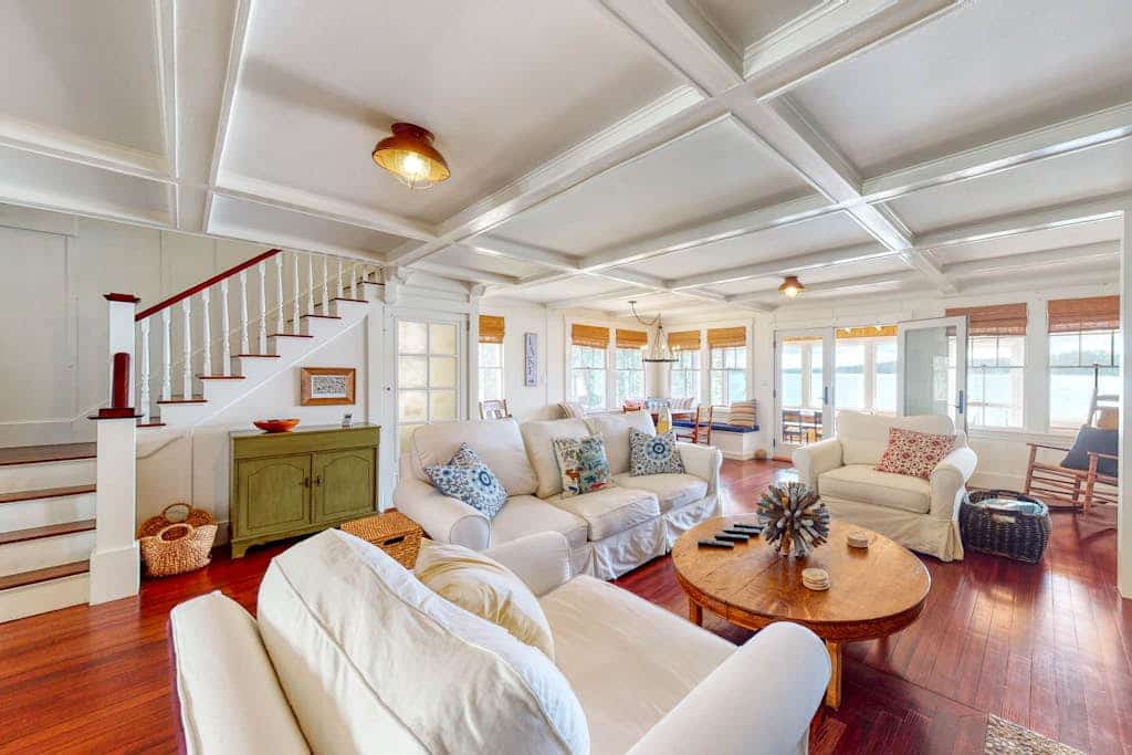 Lakefront home with private dock, kayaks, firepit, grill, & sunroom