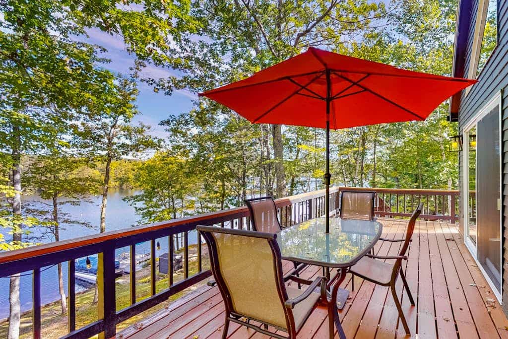 Stunning lakefront home with private dock, deck, firepit, and lake view