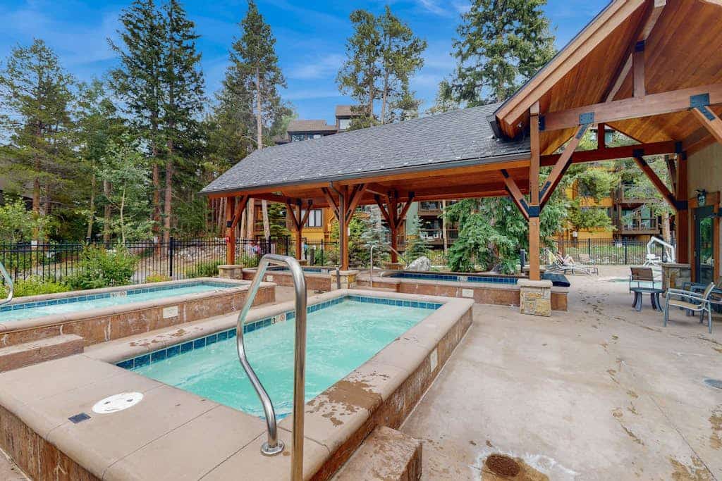 Serene Breckenridge condo with decks, fireplace, and pool