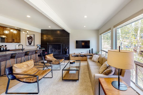 Ski view condo with wood fireplace & front deck