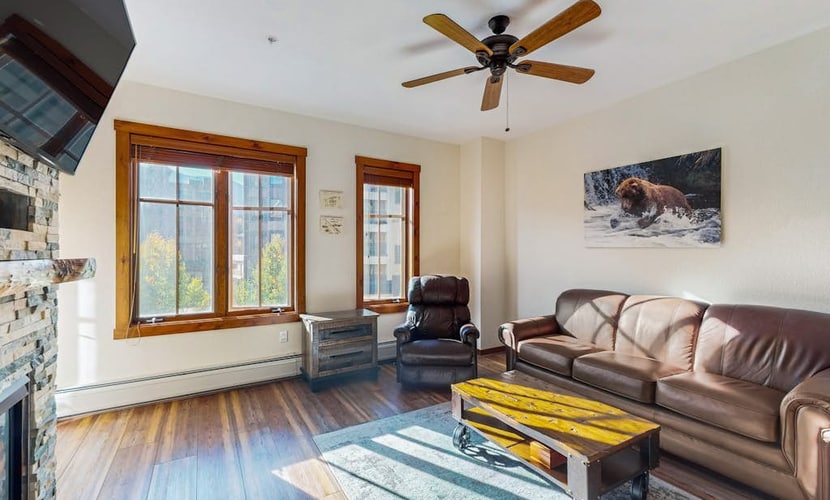 Main Street Station #1307 third-floor condo with Blue River views