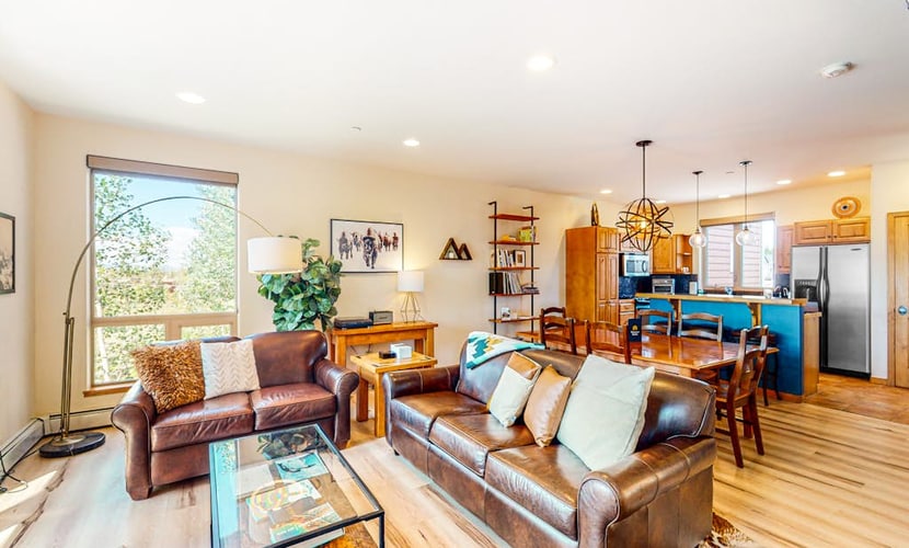 Dog-Friendly Townhouse on Ski Shuttle Route w/Views, Balcony, & Shared Hot Tub