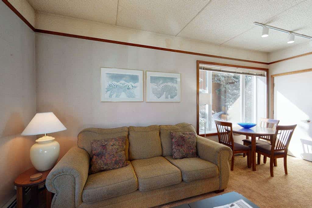 Casual ski studio with mountain views and shared hot tub - close to ski lifts