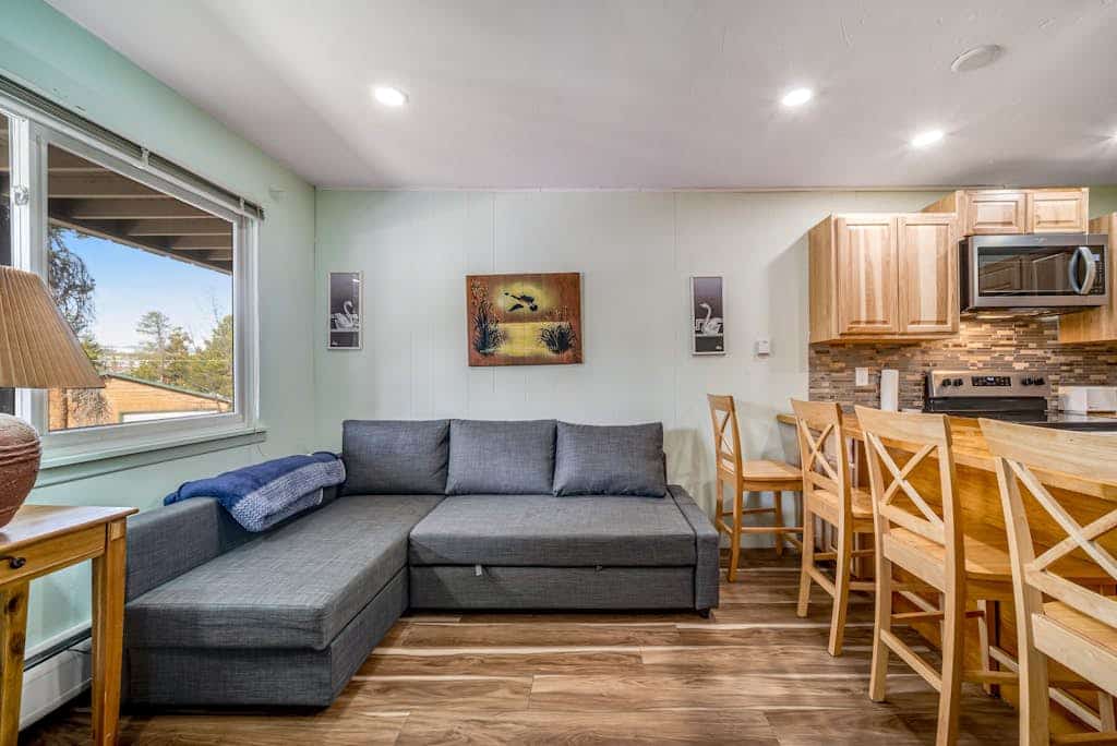Second-floor condo with fireplace, hot tub & indoor pool - dog-friendly