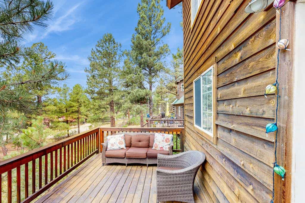 Comfortable home with large deck, fully stocked kitchen, wifi & great location