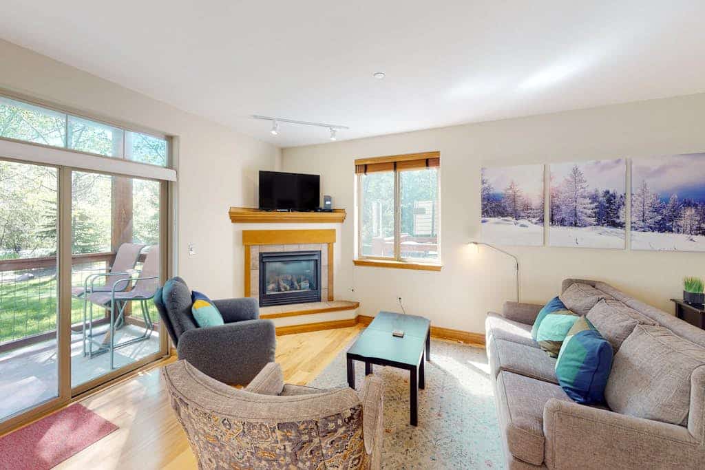 Mountain Condo by the River & Town w/ Shared Hot Tub, Private Balcony, & WiFi