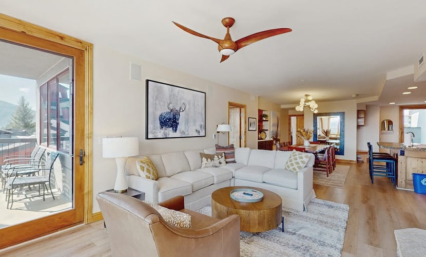 Ski-in/ski-out condo with mtn. & city views, central AC, & shared hot tub