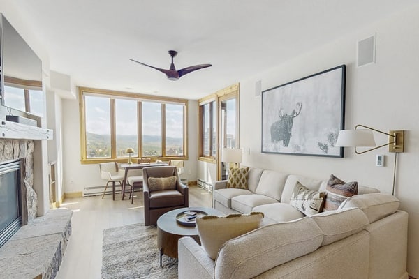 Ski-in/ski-out condo with mtn. & city views, central AC, & shared hot tub