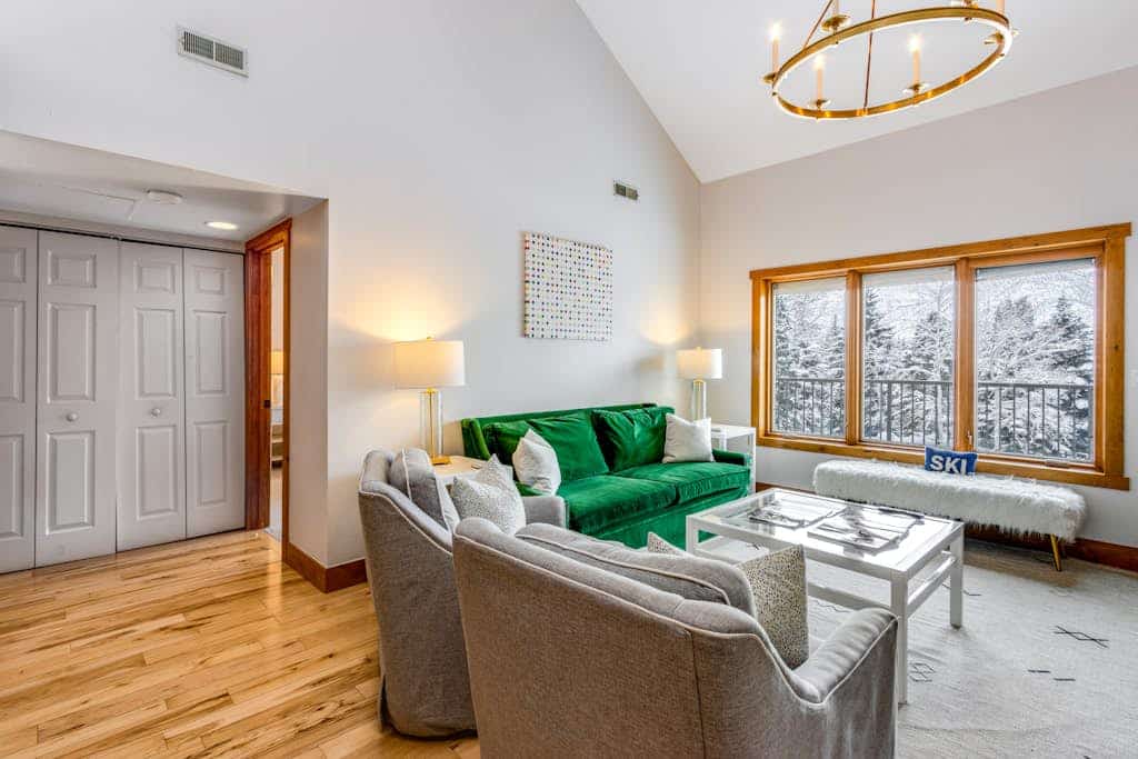 Chic mountain view condo with luxury finishes & WiFi - near skiing, on bus route