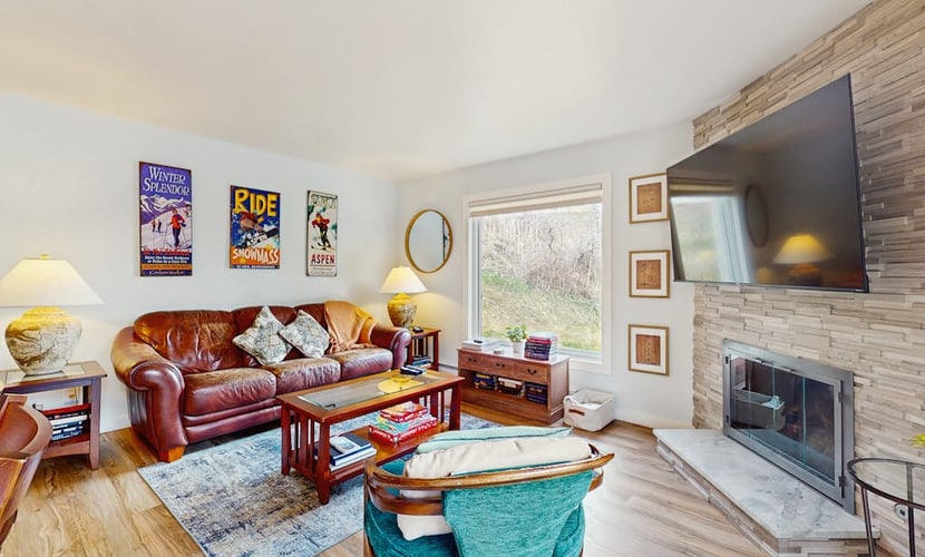 Modern mountainside condo with fireplace, & W/D