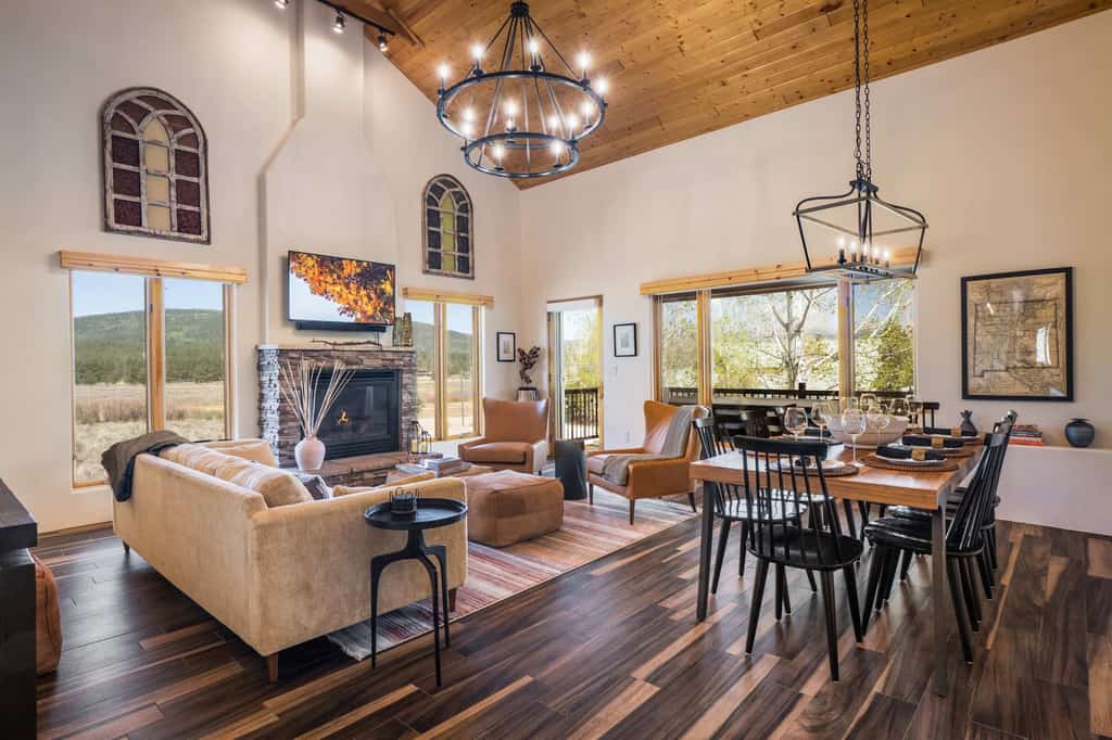 Welcome to Alpine Glow Chalet, a beautifully updated 3-bedroom Angel Fire mountain condo made for comfort, connection, and year-round adventure. Less than a mile from Angel Fire Resort, enjoy easy access to skiing, biking, hiking, and mountain activities, then come home to peaceful views, a warm elevated interior, cozy fireplace, large private patio, and firepit. Start mornings with coffee outside, share dinner around the table, and unwind by the fire after exploring.