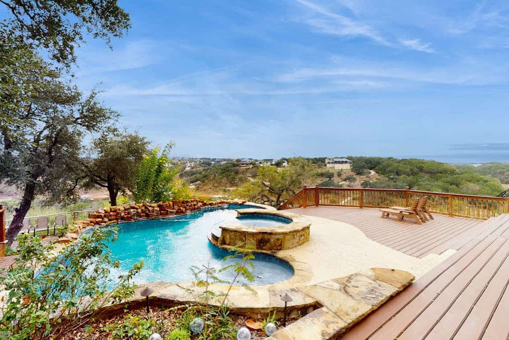 Waterfront home with private pool, patio & amazing sunset view