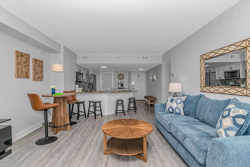 Welcome to Palace 2214, a beautifully renovated 22nd-floor ocean view retreat where modern coastal style meets breathtaking views of the Atlantic Ocean. Perched high above the shoreline, this stunning two-bedroom, two-bathroom condo offers the perfect setting for a memorable Myrtle Beach getaway. Whether you're planning a family vacation, a couples retreat, or a beach trip with friends, this spacious and thoughtfully designed condo comfortably accommodates up to six guests and provides everything needed for a relaxing stay.
