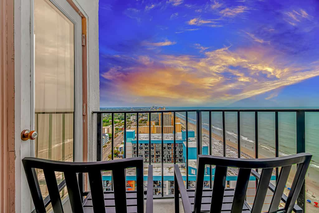 Welcome to Palace 2214, a beautifully renovated 22nd-floor ocean view retreat where modern coastal style meets breathtaking views of the Atlantic Ocean. Perched high above the shoreline, this stunning two-bedroom, two-bathroom condo offers the perfect setting for a memorable Myrtle Beach getaway. Whether you're planning a family vacation, a couples retreat, or a beach trip with friends, this spacious and thoughtfully designed condo comfortably accommodates up to six guests and provides everything needed for a relaxing stay.
