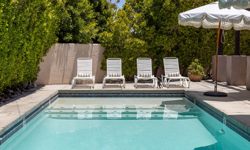 Only Inn Palm Springs - private pool, spa, fire pit lounge, and al fresco dining.