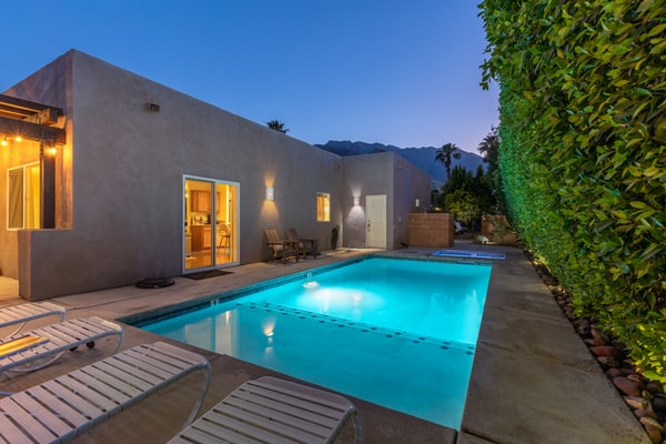 Only Inn Palm Springs - private pool, spa, fire pit lounge, and al fresco dining.