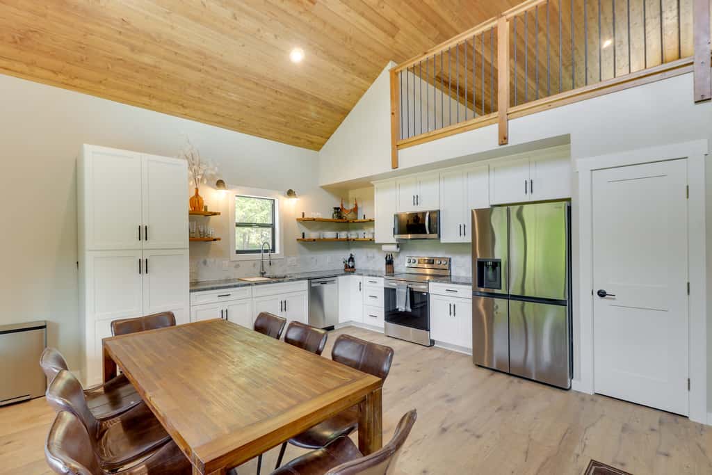Modern Lakeside Cabin w/ Mountain Views & Hot Tub!