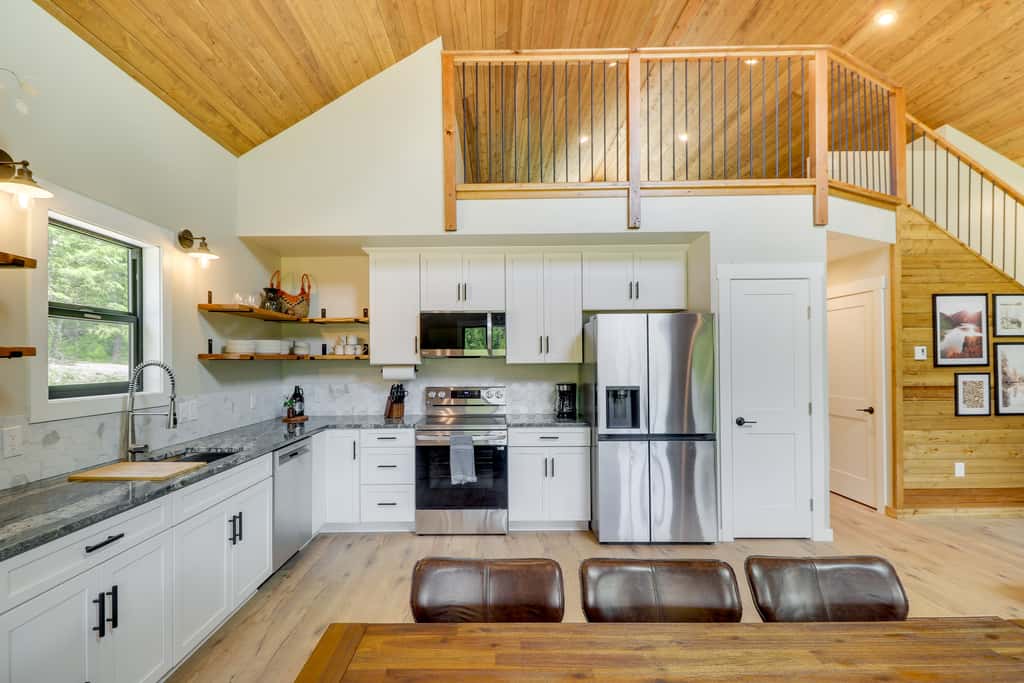 Modern Lakeside Cabin w/ Mountain Views & Hot Tub!