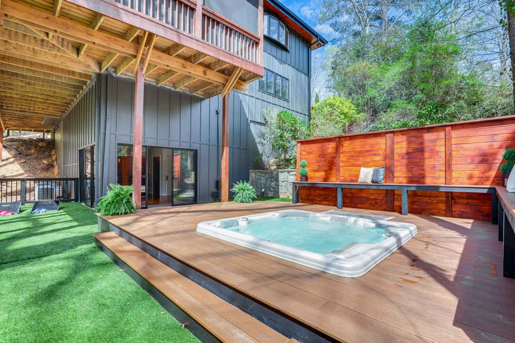 Mid-Century Modern Luxe Retreat w/ Hot Tub & Decks