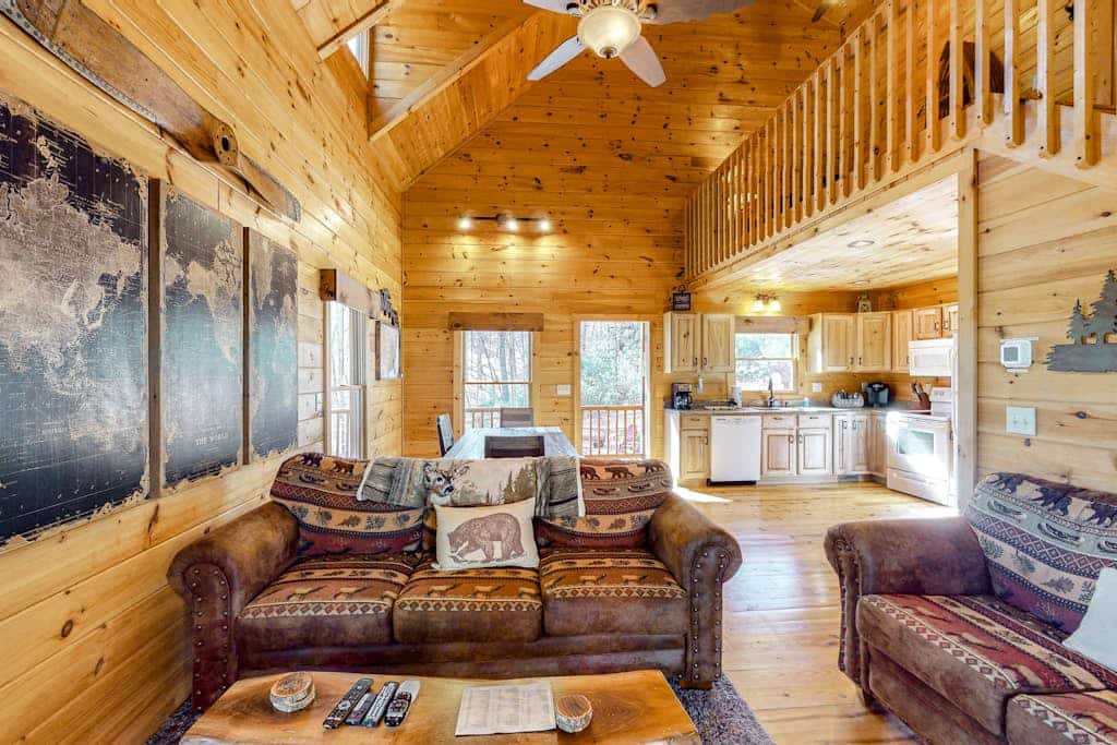 Inviting dog-friendly cabin with hot tub, lovely mountain views, firepit, & W/D
