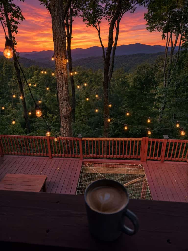 Cozy mountain cabin with sunset views, forest trails & fireplace charm