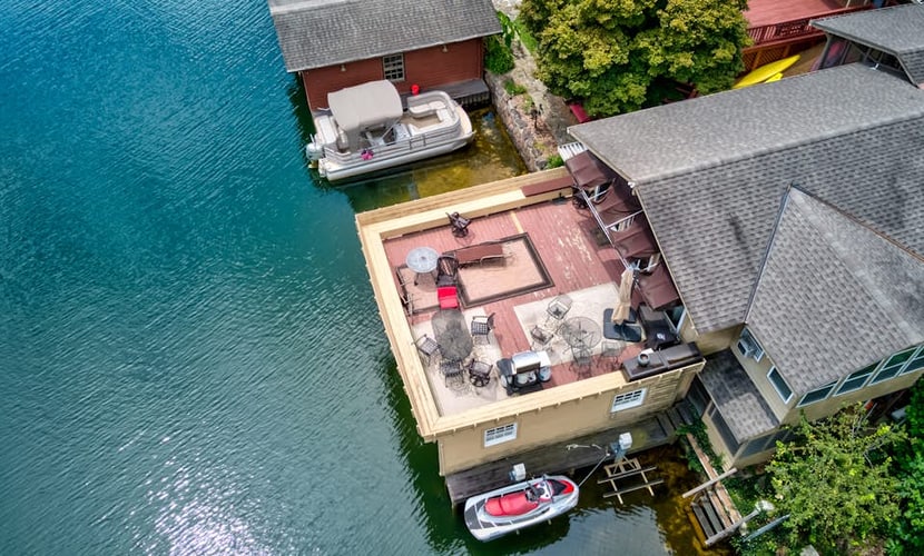 Lake Rabun vintage boathouse with two suites & amazing views