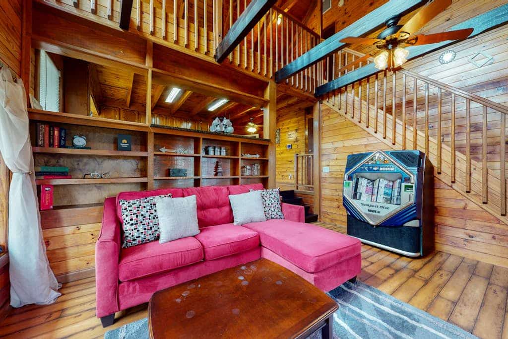 Roomy, three-story mountain home with two full kitchens, game rooms, & AC