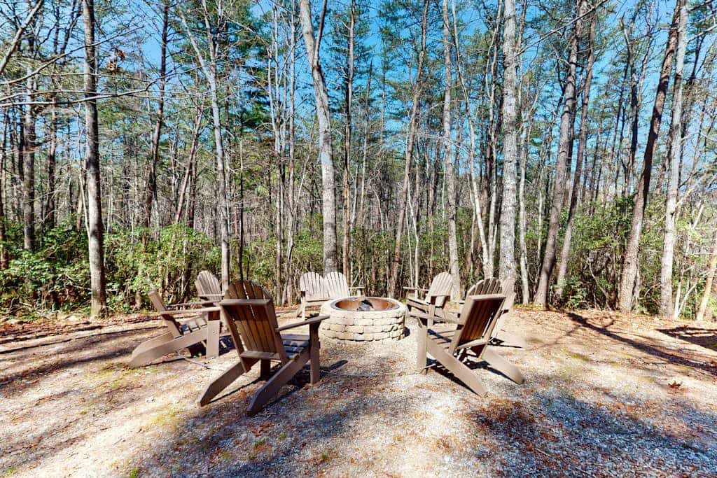 Rustic-modern mountain-view getaway with private hot tub, firepit, & fireplace