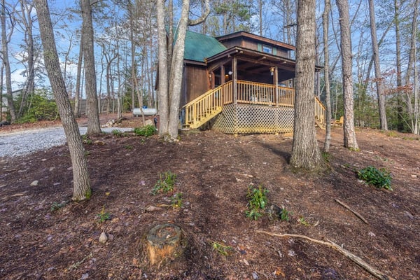Cozy cabin with fireplace, central AC, full kitchen & firepit - dog-friendly