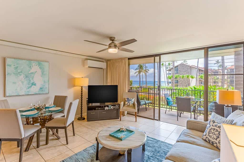Oceanview condo with lanai, shared pool, hot tub, grills, and beach access!