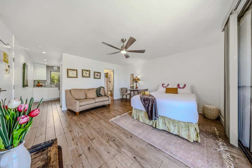 Second floor studio with shared pool & hot tub, ocean view, washer/dryer