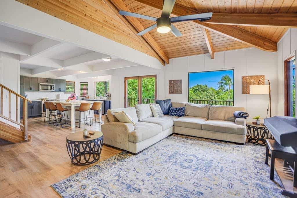 Bright, modern home w/ocean views from the huge wraparound deck & private pool