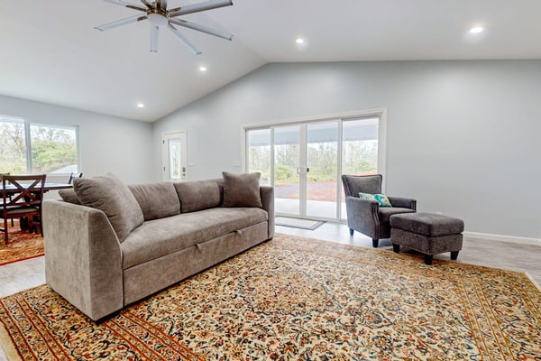 Bright & modern dog-friendly oasis on two lush acres with generous patio & W/D
