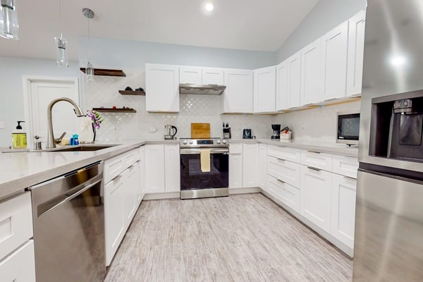 Bright & modern dog-friendly oasis on two lush acres with generous patio & W/D