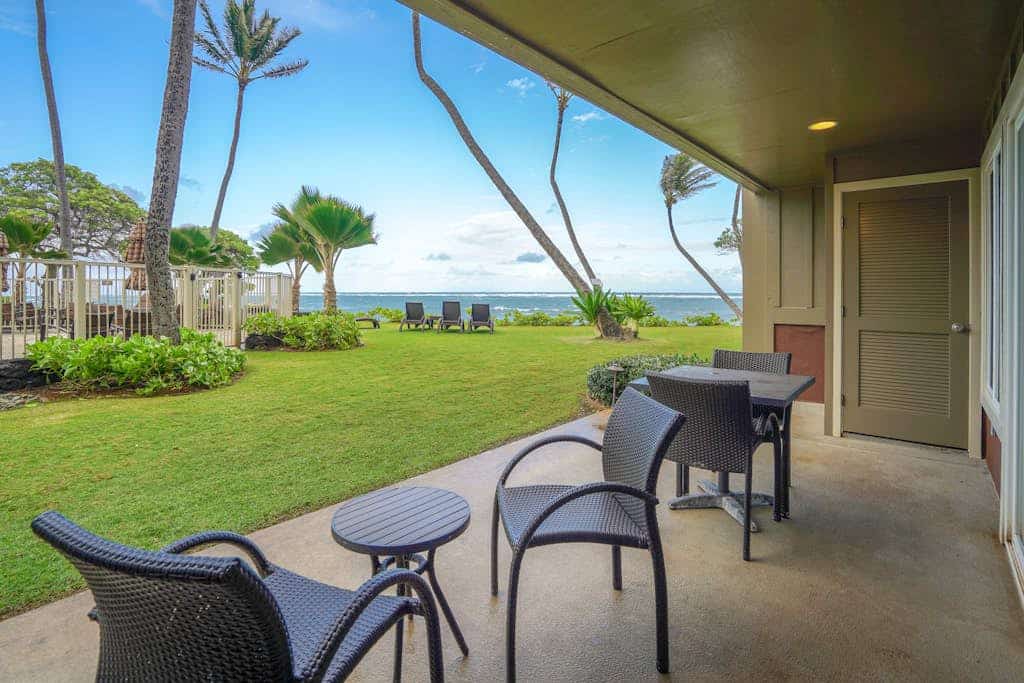 Waterfront condo on the ground floor with a pool, ocean views & beach access