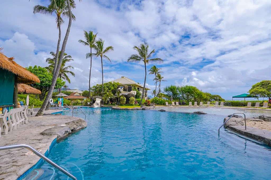 Cozy studio w/ ocean view, shared pools, gym & hot tub - walk to the beach!