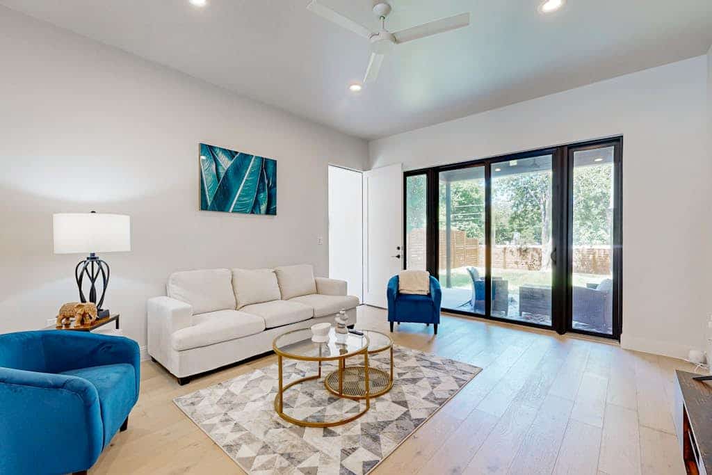 Two modern townhouses with enclosed backyards