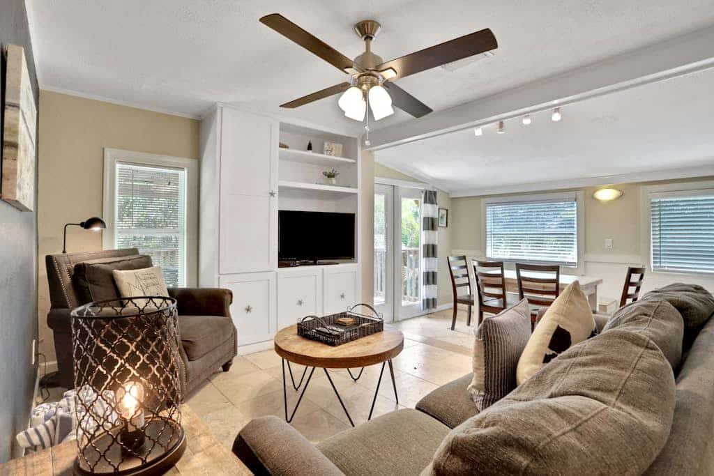 Walk-up suite with on-site pool, private deck, full kitchen - walk to beach