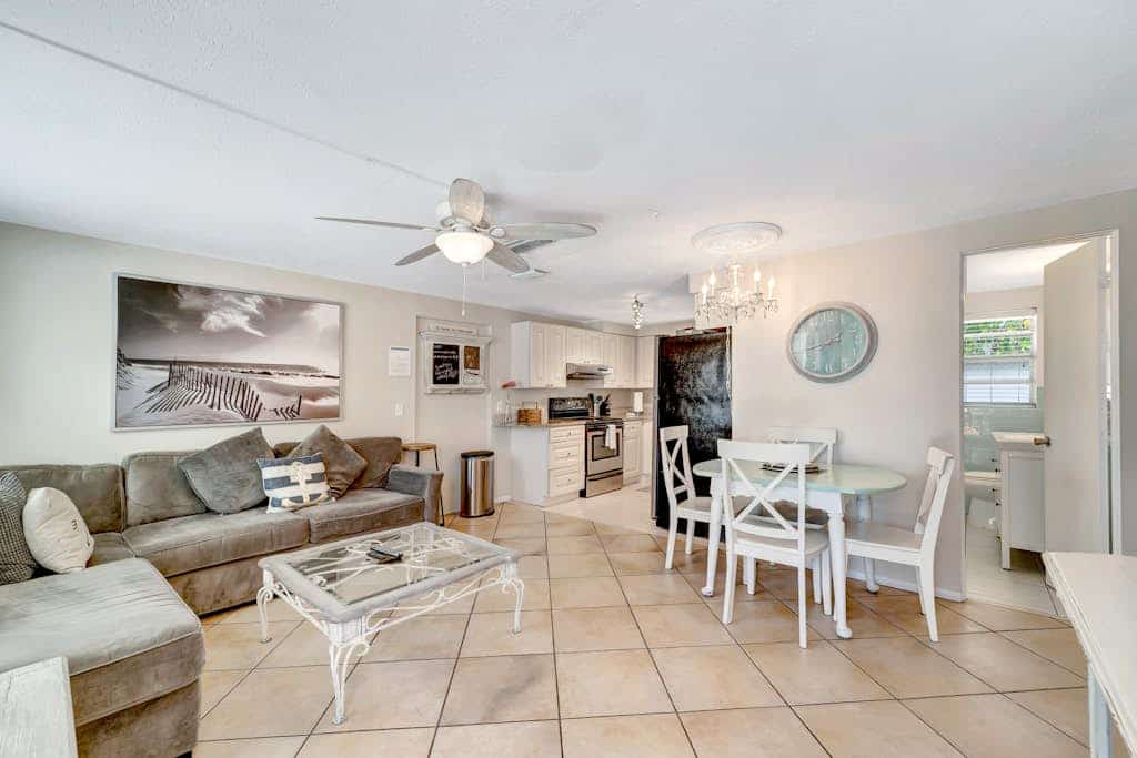 Serene oceanfront suite with Gulf view, grill, patio, central AC, & W/D