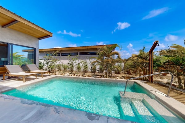 Relaxing lagoonfront villa with private pool, dock, café & on-site spa